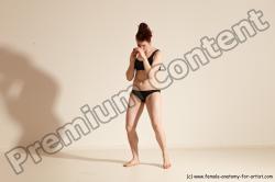 Underwear Martial art Woman White Moving poses Average long brown Dynamic poses Academic